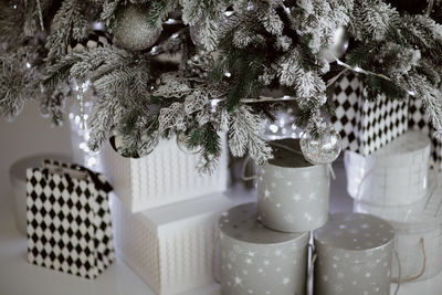 Close-up of christmas decoration hanging on tree