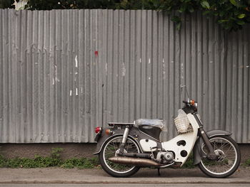 Bicycles parked on road