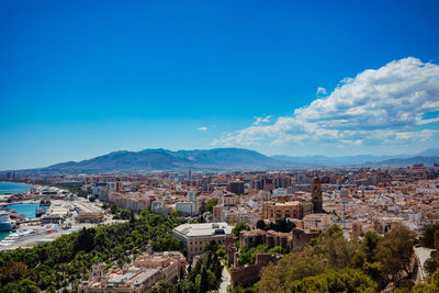 High angle view of townscape against sky