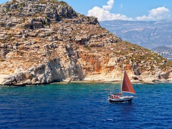 Scenic view of boats in sea