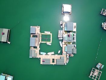 Directly above shot of boathouses