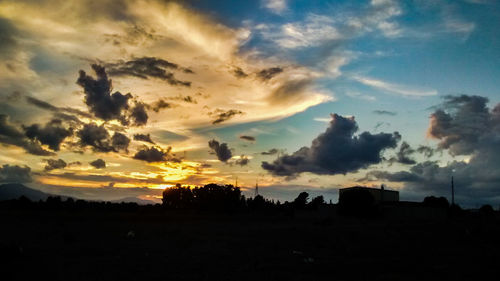 Silhouette of landscape at sunset