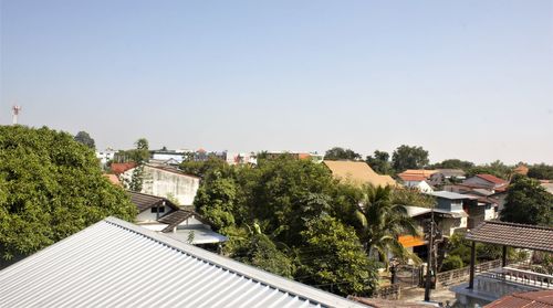 High angle view of townscape against sky