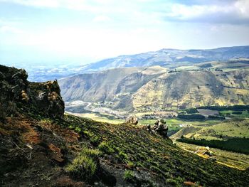 High angle view of landscape against sky