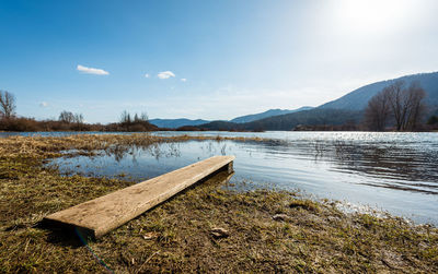 Scenic view of lake against sky