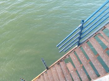 High angle view of pier on sea