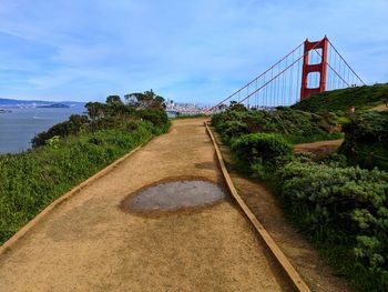 View of suspension bridge against sky