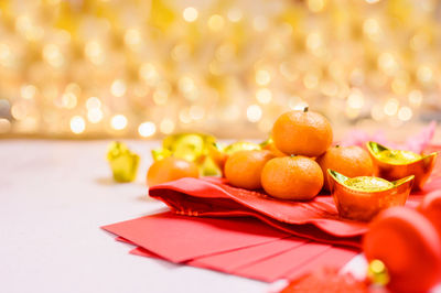 Close-up of orange fruits on table