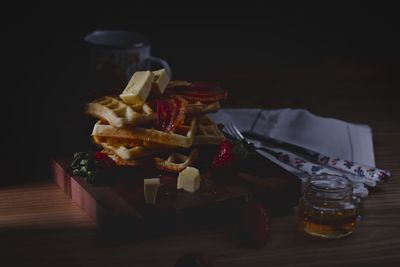 Close-up of food on table