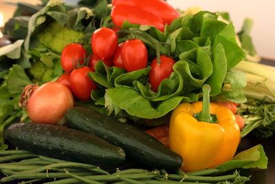 Close-up of fresh tomatoes and vegetables