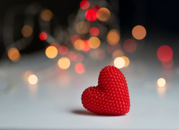 Close-up of heart shape on table