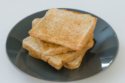 High angle view of breakfast in plate