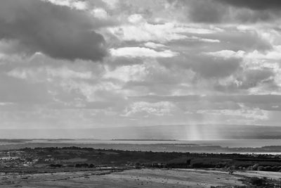 View of calm sea against cloudy sky