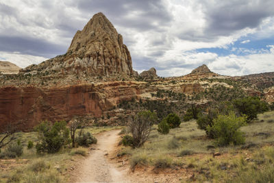 Scenic view of landscape against cloudy sky