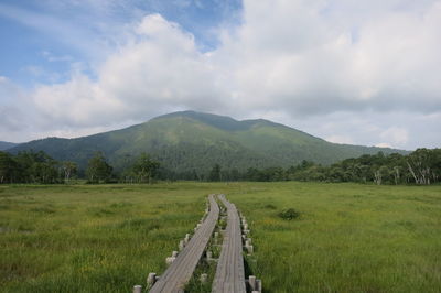 Scenic view of land against sky
