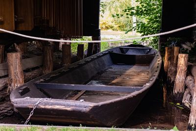 Abandoned truck in forest