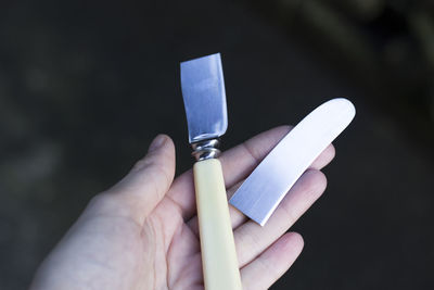 Close-up of hand holding paper