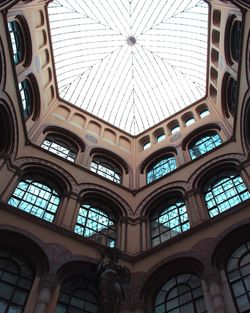 Low angle view of skylight in building