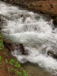 Water flowing through rocks