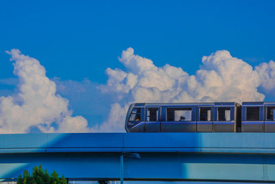 Low angle view of train against sky