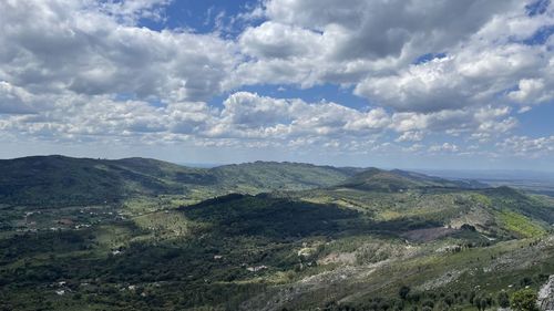 Scenic view of landscape against cloudy sky