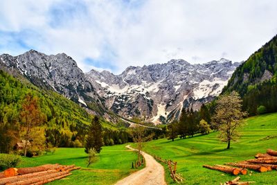 Panoramic view of landscape and mountains against sky