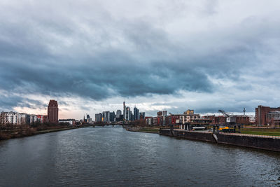 Storm clouds over the frankfurt skyline, germany.