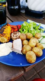 Close-up of vegetables in plate on table