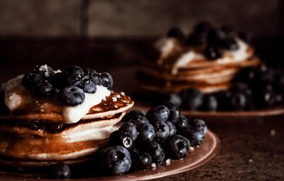 Close-up of dessert in plate on table