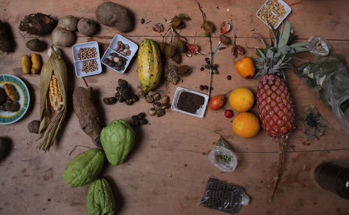 Directly above view of food on table