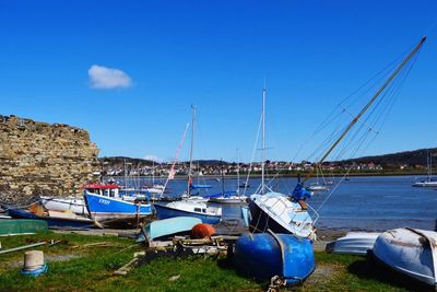 Boats in calm blue sea