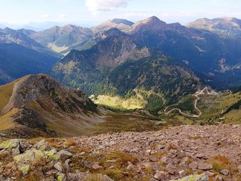 Scenic view of mountains against sky