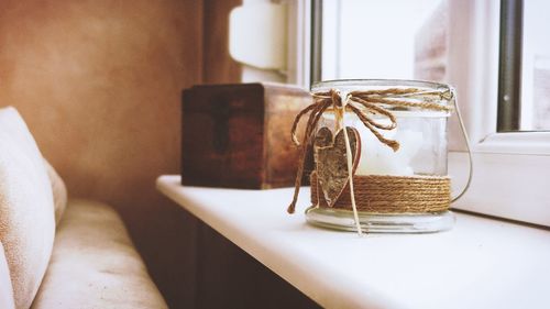 Decoration on window sill at home