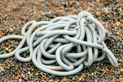 High angle view of ropes on rope