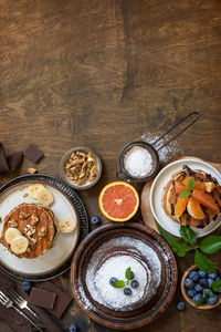 High angle view of food on table