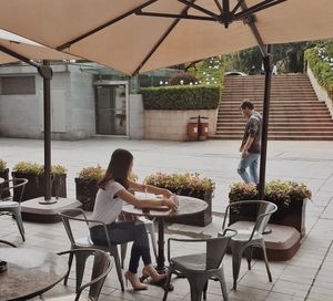 Woman sitting on chair