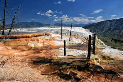 Scenic view of landscape against sky during winter