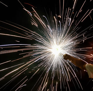 Firework display at night