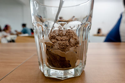 Close-up of drink in glass on table