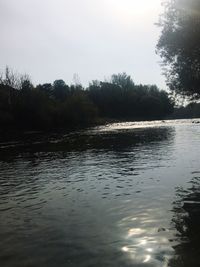 Close-up of silhouette floating on water against sky