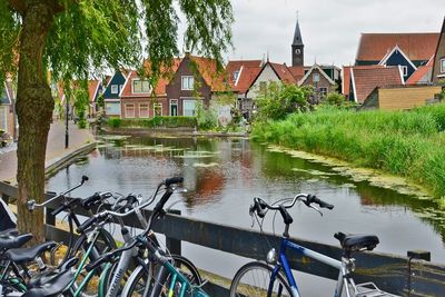 View of canal by buildings