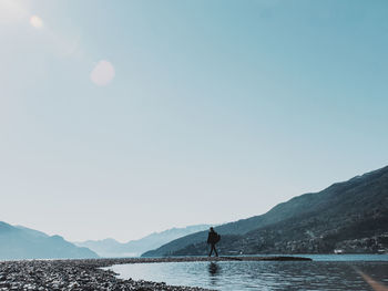 Scenic view of lake against clear sky