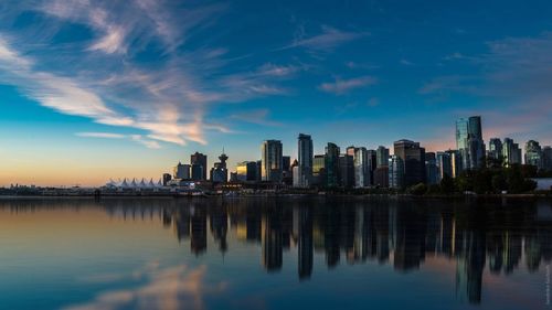 Reflection of buildings in water