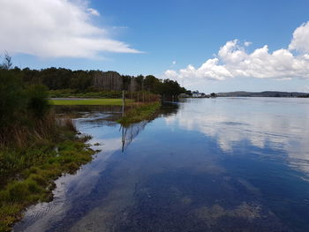 Scenic view of lake against sky