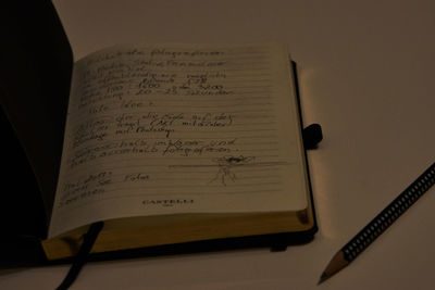 Close-up of text on book