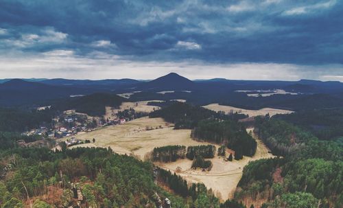 High angle view of landscape against sky