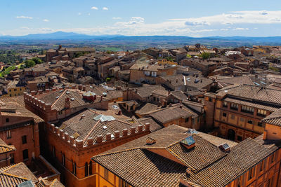 High angle view of townscape against sky