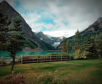 Scenic view of mountains against sky
