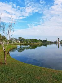 Scenic view of lake against sky