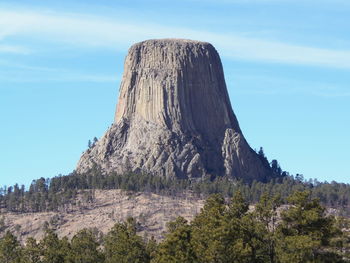 Low angle view of rocky mountains against sky